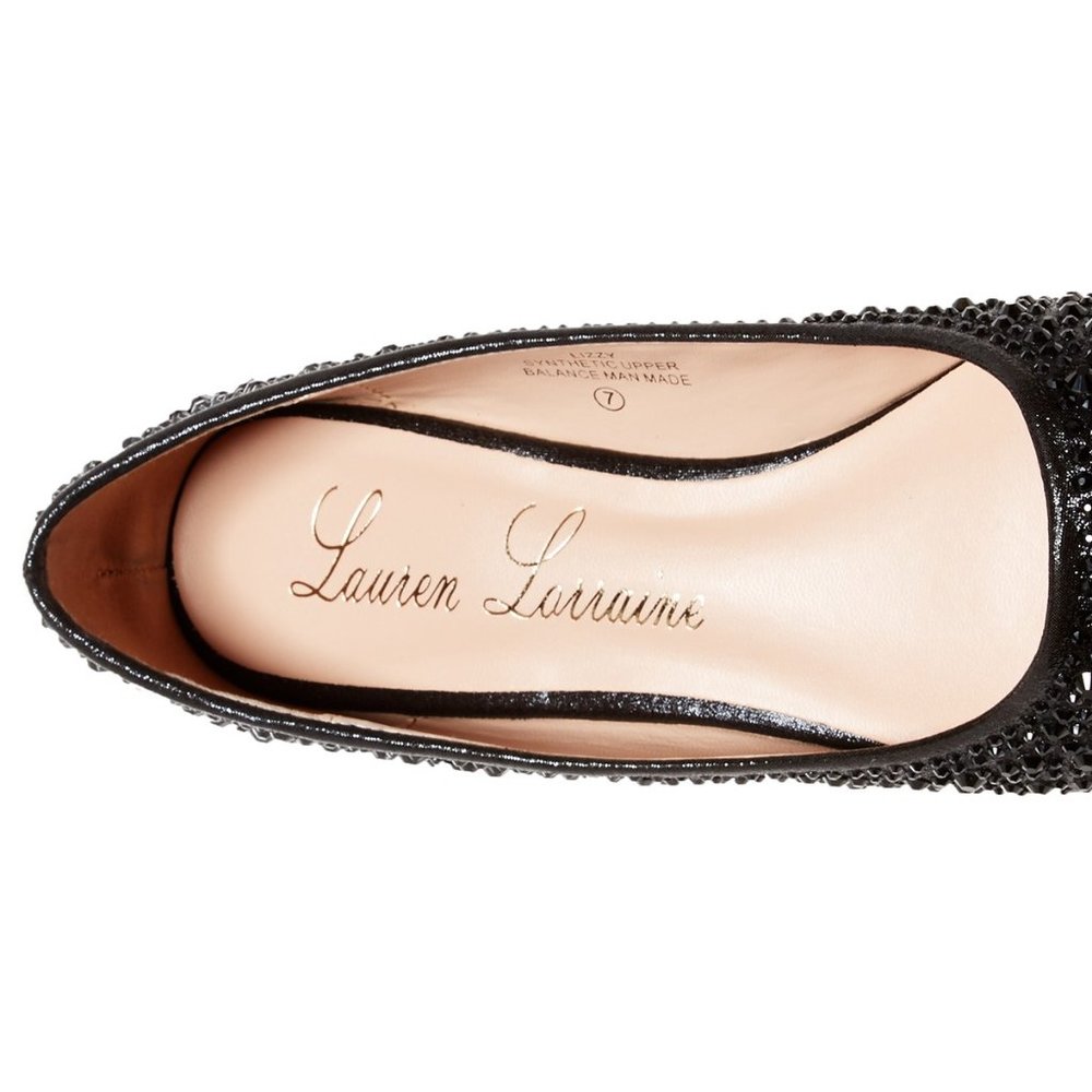Lauren Lorraine New Crystal Jewel Flats Shoe BLACK Women's 5.5 NIB Last! - Picture 4 of 11